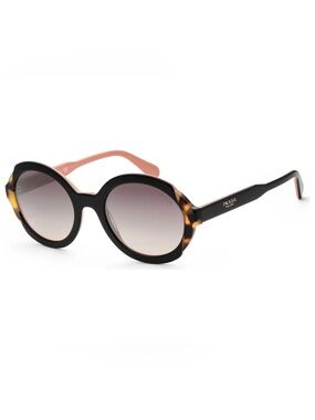 Prada Black & Tortoiseshell Round Women's Sunglasses with Pink Temples